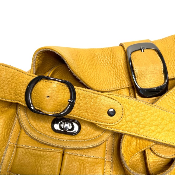 CARLA MANCINI Yellow Leather Shoulder Satchel Bag - Picture 11 of 16
